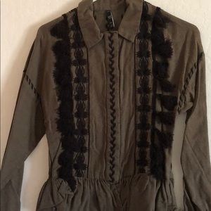 Zara army green button up